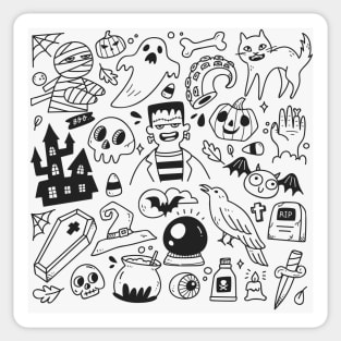 Awesome Halloween Doodle Art Sticker